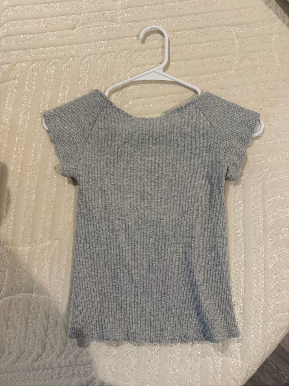 Aerie Grey Ribbed Short-Sleeve Top
